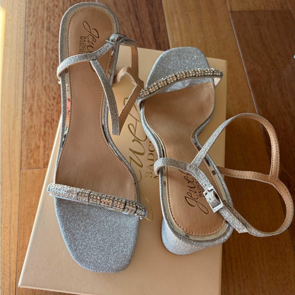 Jewel Badgley Mischka Glittering Silver Heels